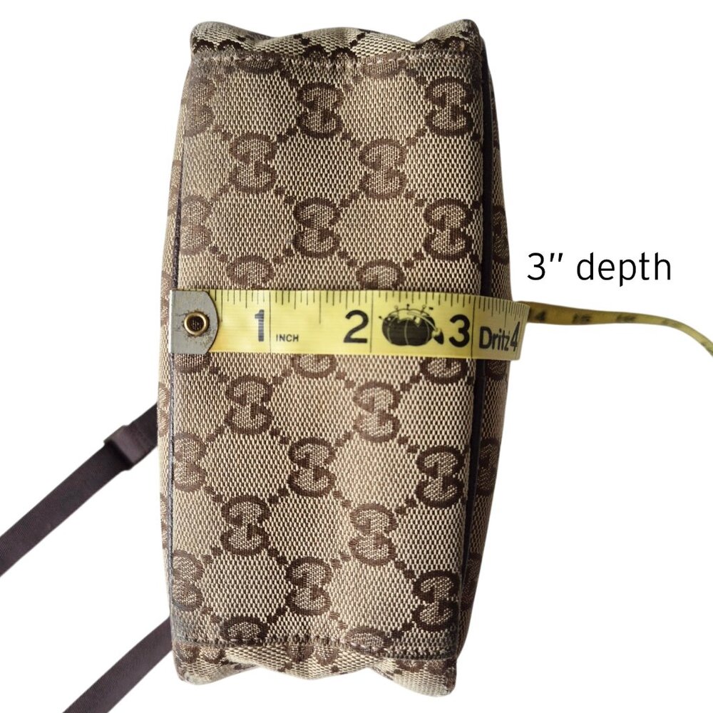 GUCCI Original GG Pattern Canvas Crossbody Camera Bag Classic Leather Trim - Picture 8 of 16